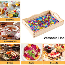 Load image into Gallery viewer, Wooden Butterfly Pattern 5D DIY Diamond Painting Table Serving Tray with Handle
