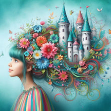 Load image into Gallery viewer, Diamond Painting - Full Round - Flower castle hair for girls (30*30CM)
