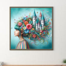 Load image into Gallery viewer, Diamond Painting - Full Round - Flower castle hair for girls (30*30CM)
