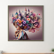 Load image into Gallery viewer, Diamond Painting - Full Round - Flower castle hair for girls (30*30CM)
