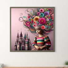 Load image into Gallery viewer, Diamond Painting - Full Round - Flower castle hair for girls (30*30CM)
