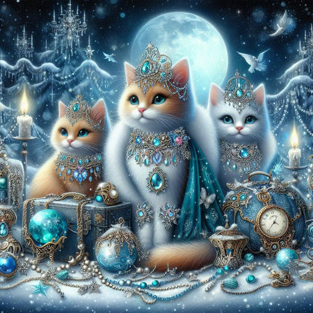 Diamond Painting - Full Round - Three rich cats (30*30CM)