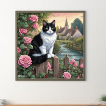 Load image into Gallery viewer, Diamond Painting - Full Round - black and white cat (30*30CM)
