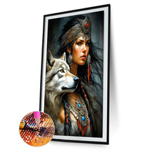 Load image into Gallery viewer, Diamond Painting - Full Round - woman and wolf (40*60CM)
