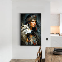 Load image into Gallery viewer, Diamond Painting - Full Round - woman and wolf (40*60CM)
