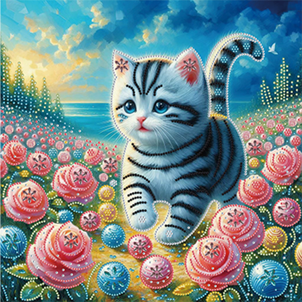 Diamond Painting - Partial Special Shaped - tiger cat (40*40CM)
