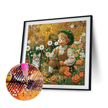 Load image into Gallery viewer, Diamond Painting - Partial Special Shaped - Children&#39;s Day Boy Kitten Dandelion Fantasy Children&#39;s World (40*40CM)
