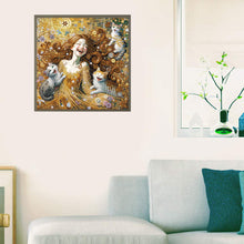 Load image into Gallery viewer, Diamond Painting - Partial Special Shaped - Children&#39;s Day Girl Kitten Dandelion Fantasy Children&#39;s World (40*40CM)

