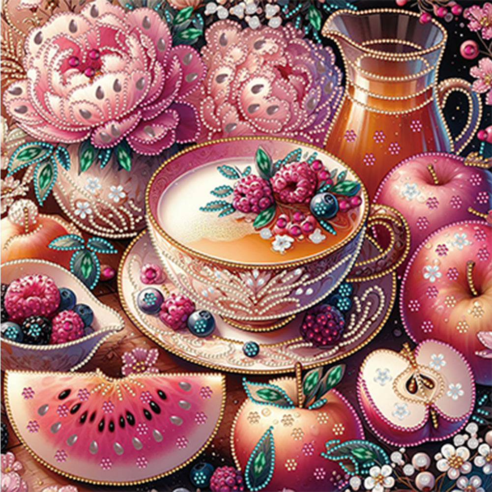 Diamond Painting - Partial Special Shaped - Fruit afternoon tea (40*40CM)