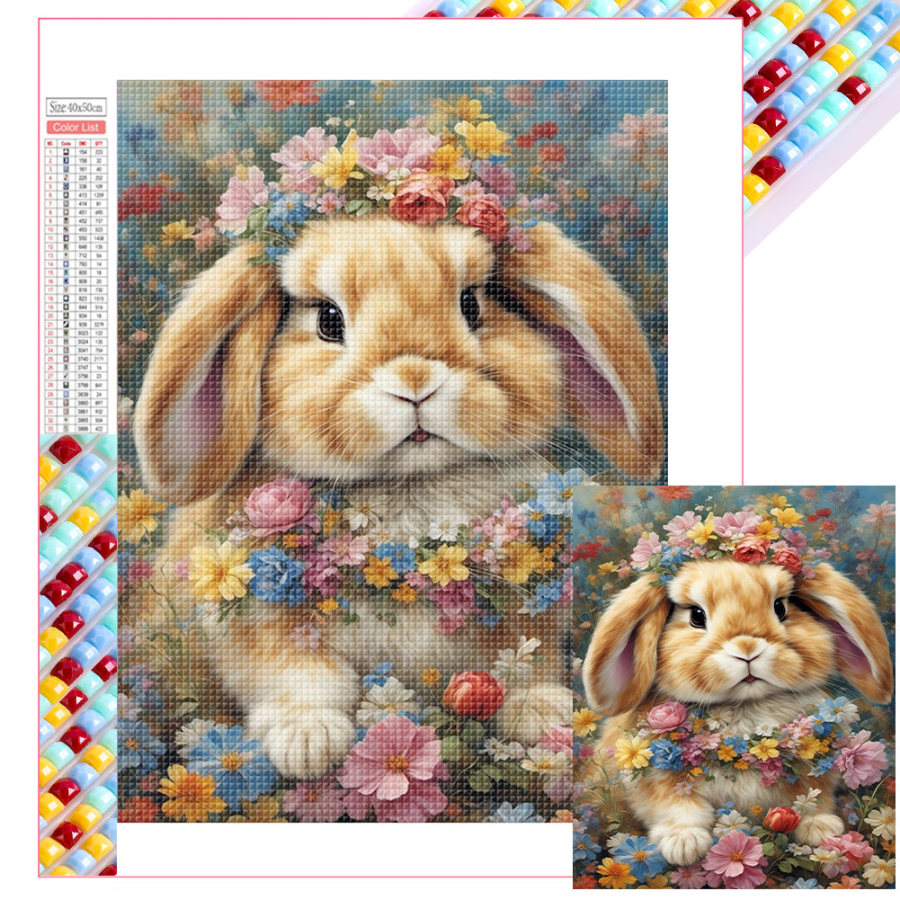 Diamond Painting - Full Square - Flowers Rabbit (40*50CM)