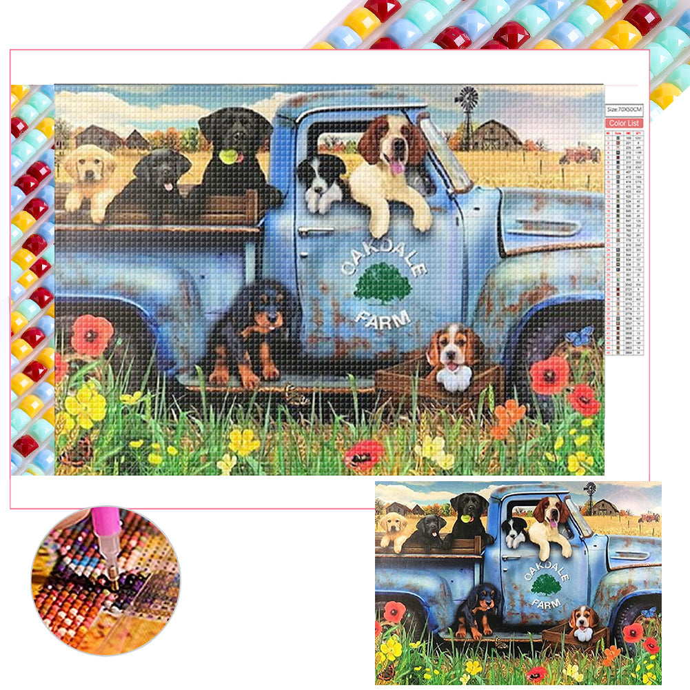 Diamond Painting - Full Square - truck puppy (50*70CM)