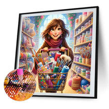 Load image into Gallery viewer, AB Diamond Painting - Full Round - girl pushing shopping cart (40*40CM)
