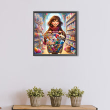 Load image into Gallery viewer, AB Diamond Painting - Full Round - girl pushing shopping cart (40*40CM)
