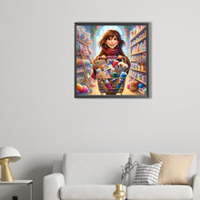 Load image into Gallery viewer, AB Diamond Painting - Full Round - girl pushing shopping cart (40*40CM)
