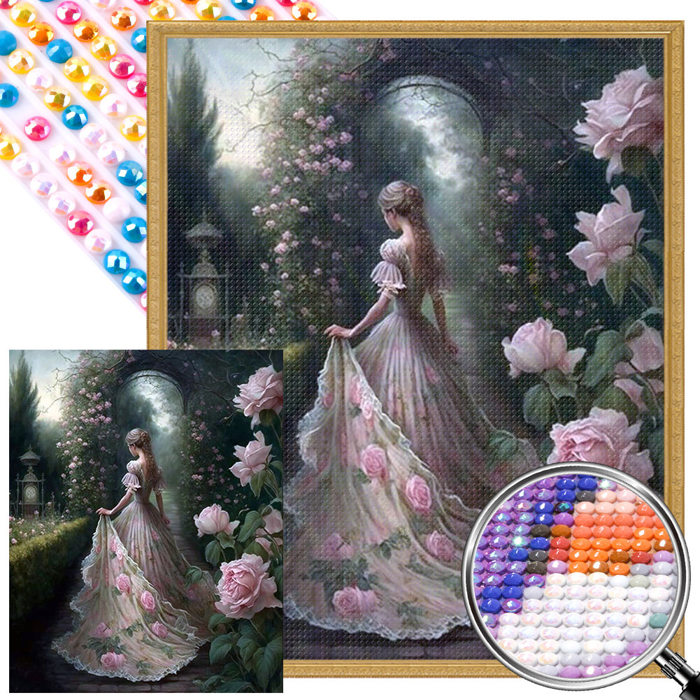 AB Diamond Painting - Full Round - garden girl (40*50CM)