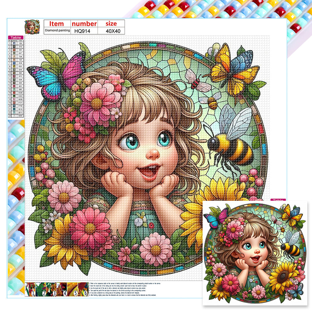 Diamond Painting - Full Square - 61 children girl bee (40*40CM)