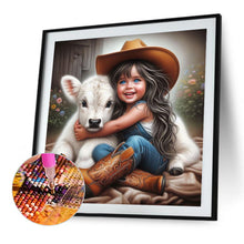 Load image into Gallery viewer, Diamond Painting - Full Square - girl holding sheep (40*40CM)
