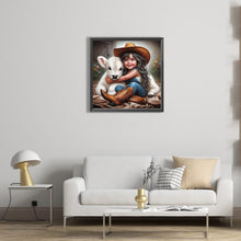 Load image into Gallery viewer, Diamond Painting - Full Square - girl holding sheep (40*40CM)
