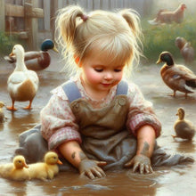 Load image into Gallery viewer, Diamond Painting - Full Square - girl playing in mud (40*40CM)
