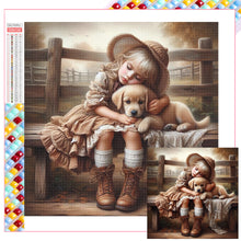 Load image into Gallery viewer, Diamond Painting - Full Square - girl hugging dog (40*40CM)
