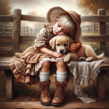 Load image into Gallery viewer, Diamond Painting - Full Square - girl hugging dog (40*40CM)
