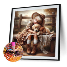 Load image into Gallery viewer, Diamond Painting - Full Square - girl hugging dog (40*40CM)

