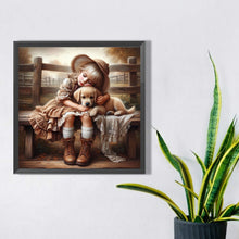 Load image into Gallery viewer, Diamond Painting - Full Square - girl hugging dog (40*40CM)
