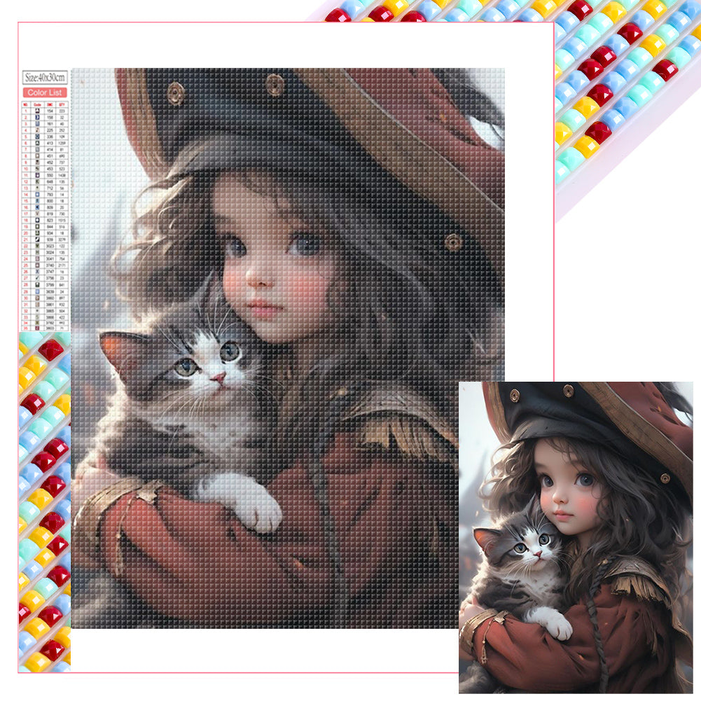 Diamond Painting - Full Square - Cat girl (30*40CM)