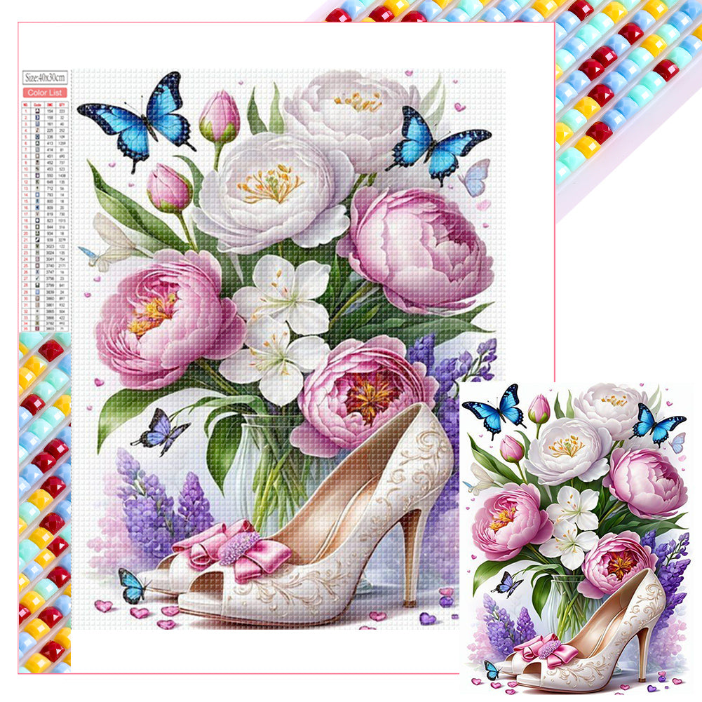 Diamond Painting - Full Square - High heels and flowers (30*40CM)