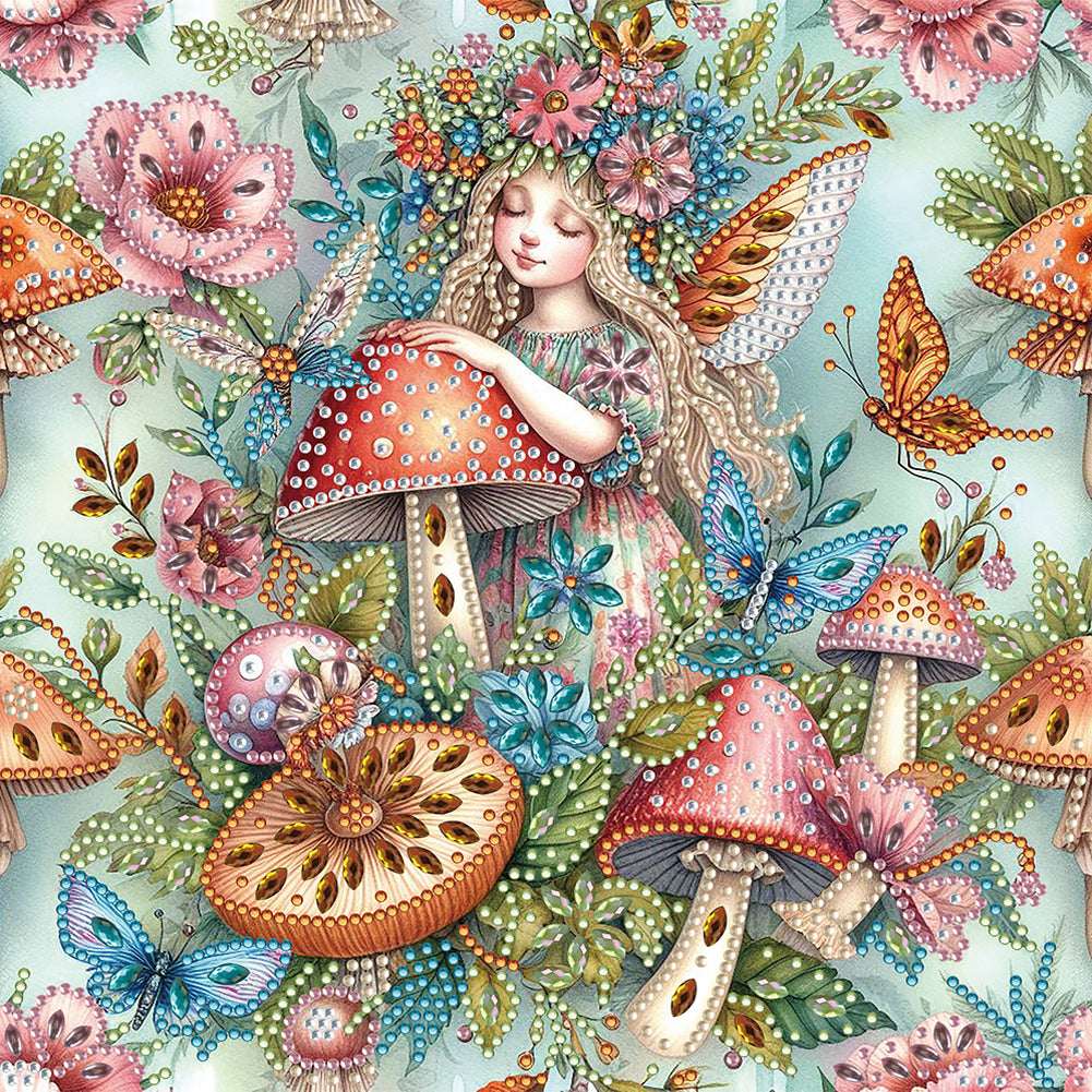 Diamond Painting - Partial Special Shaped - mushroom girl (30*30CM)