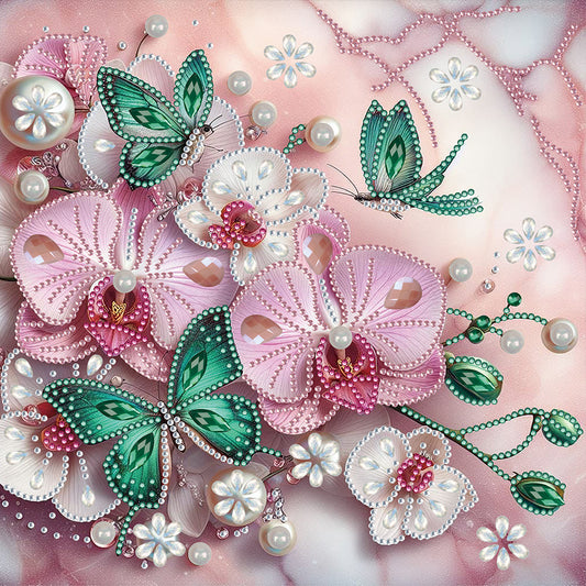 Diamond Painting - Partial Special Shaped - Phalaenopsis butterfly (30*30CM)
