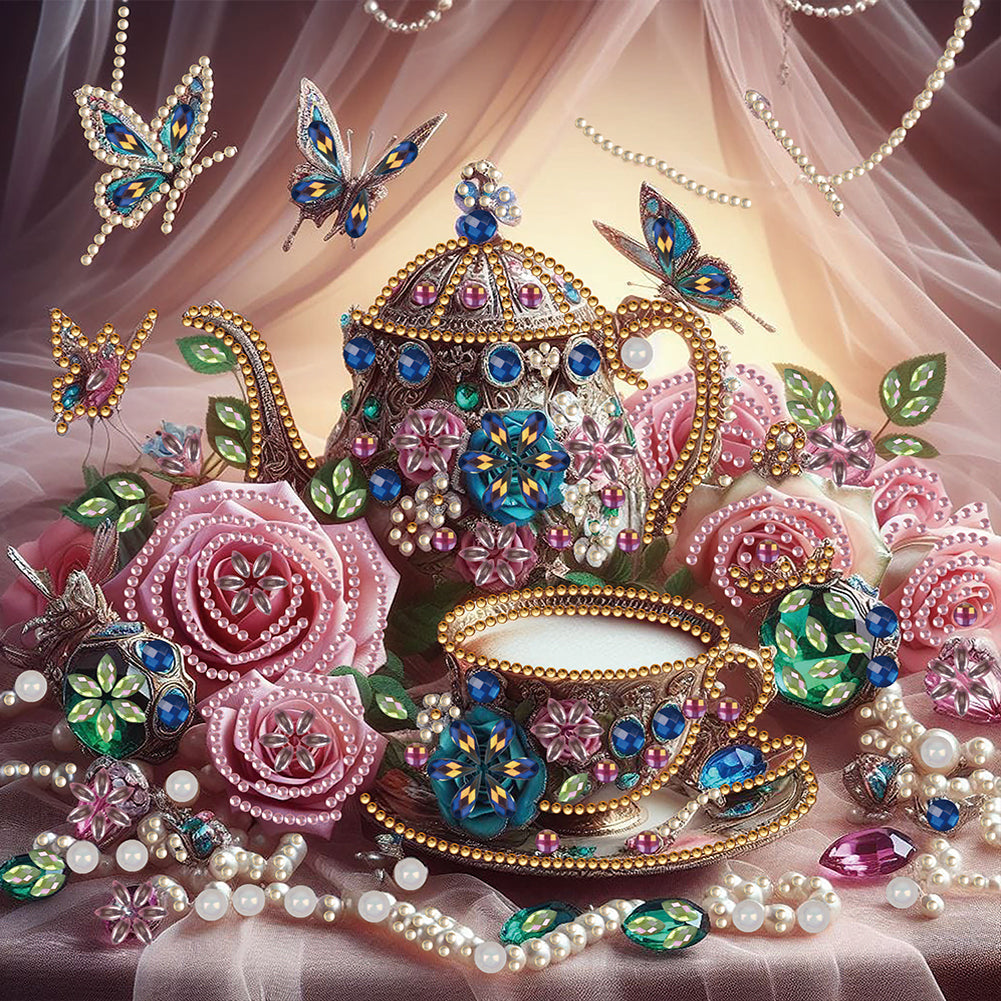 Diamond Painting - Partial Special Shaped - Exquisite afternoon tea (30*30CM)