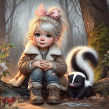 Load image into Gallery viewer, Diamond Painting - Full Round - girl and skunk (30*30CM)
