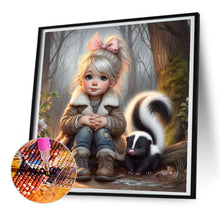 Load image into Gallery viewer, Diamond Painting - Full Round - girl and skunk (30*30CM)
