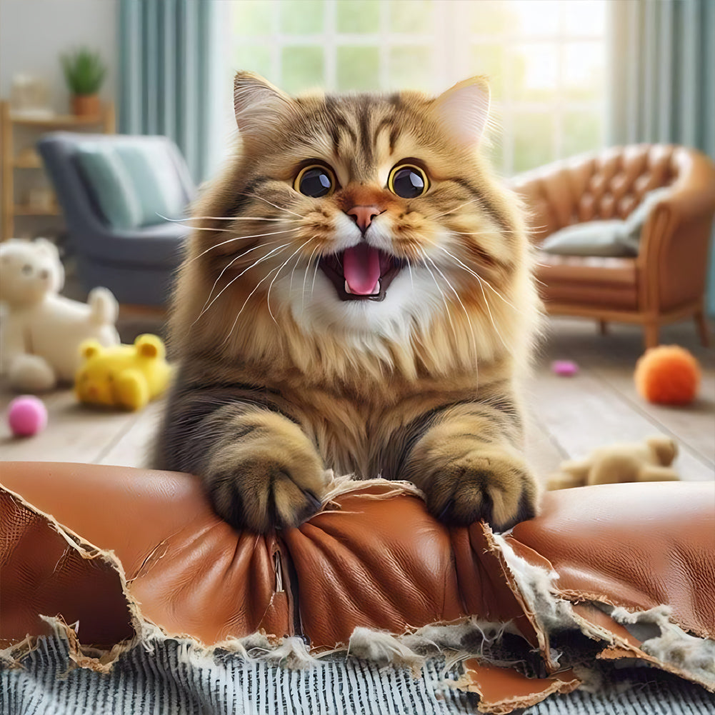 Diamond Painting - Full Round - funny cat (30*30CM)