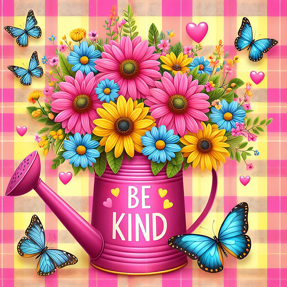 Diamond Painting - Full Round - watering can bouquet (40*40CM)