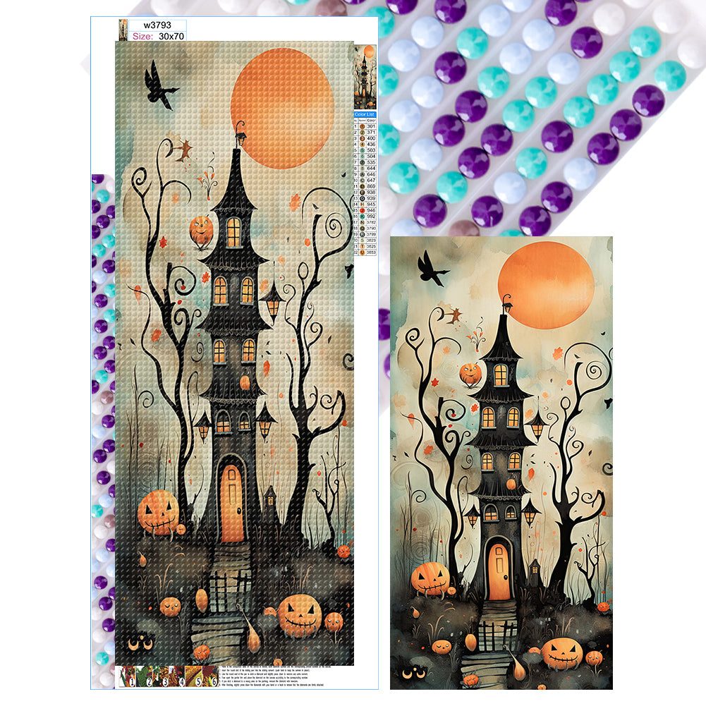 Diamond Painting - Full Round - night horror tower (30*70CM)