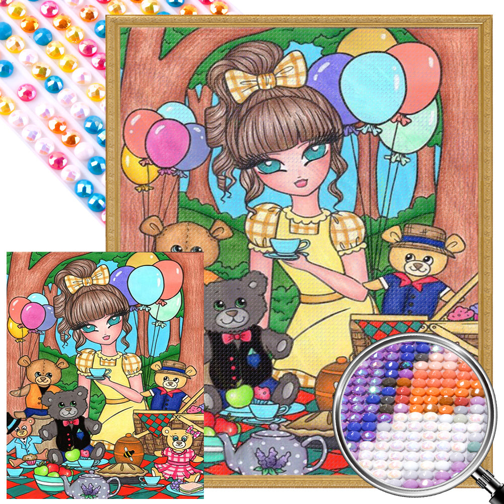 AB Diamond Painting - Full Round - picnic girl (40*50CM)