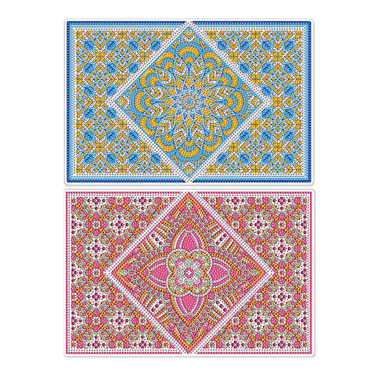 2Pcs Mandala Diamond Painting Placemat Rectangular Diamond Dot Kits for Home