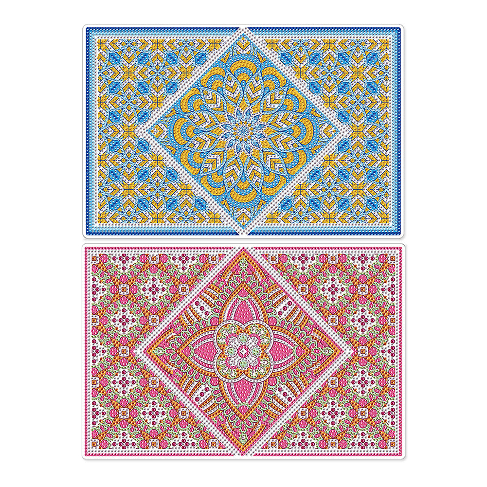2Pcs Mandala Diamond Painting Placemat Rectangular Diamond Dot Kits for Home