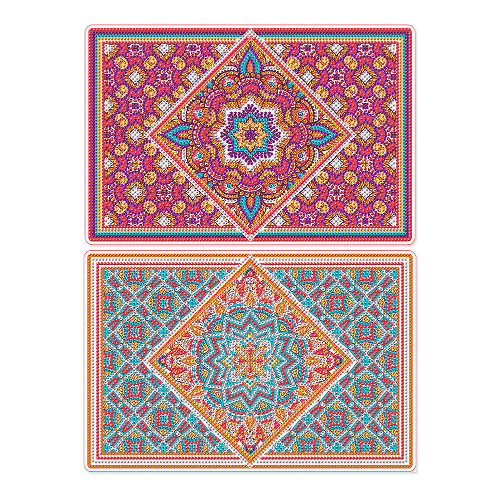 2Pcs Mandala Diamond Painting Placemat Rectangular Diamond Dot Kits for Home