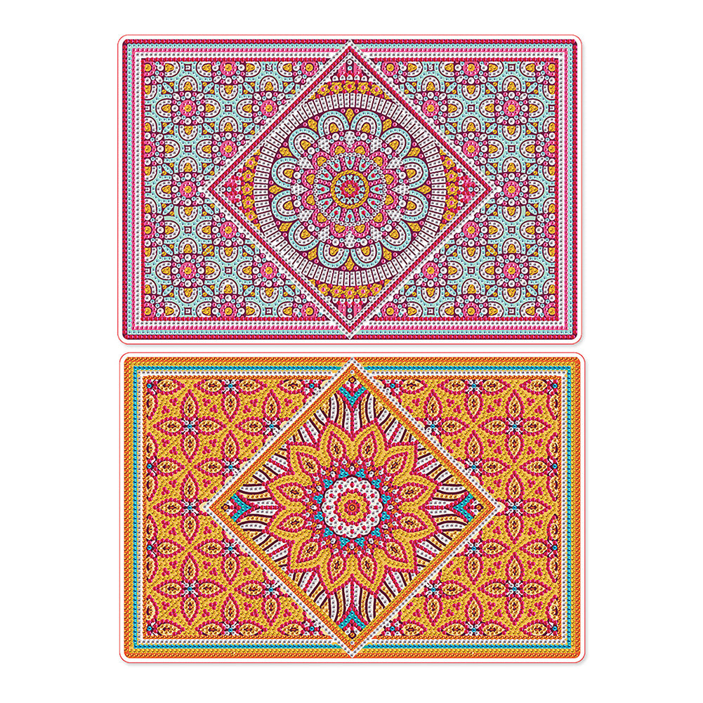 2Pcs Mandala Diamond Painting Placemat Rectangular Diamond Dot Kits for Home