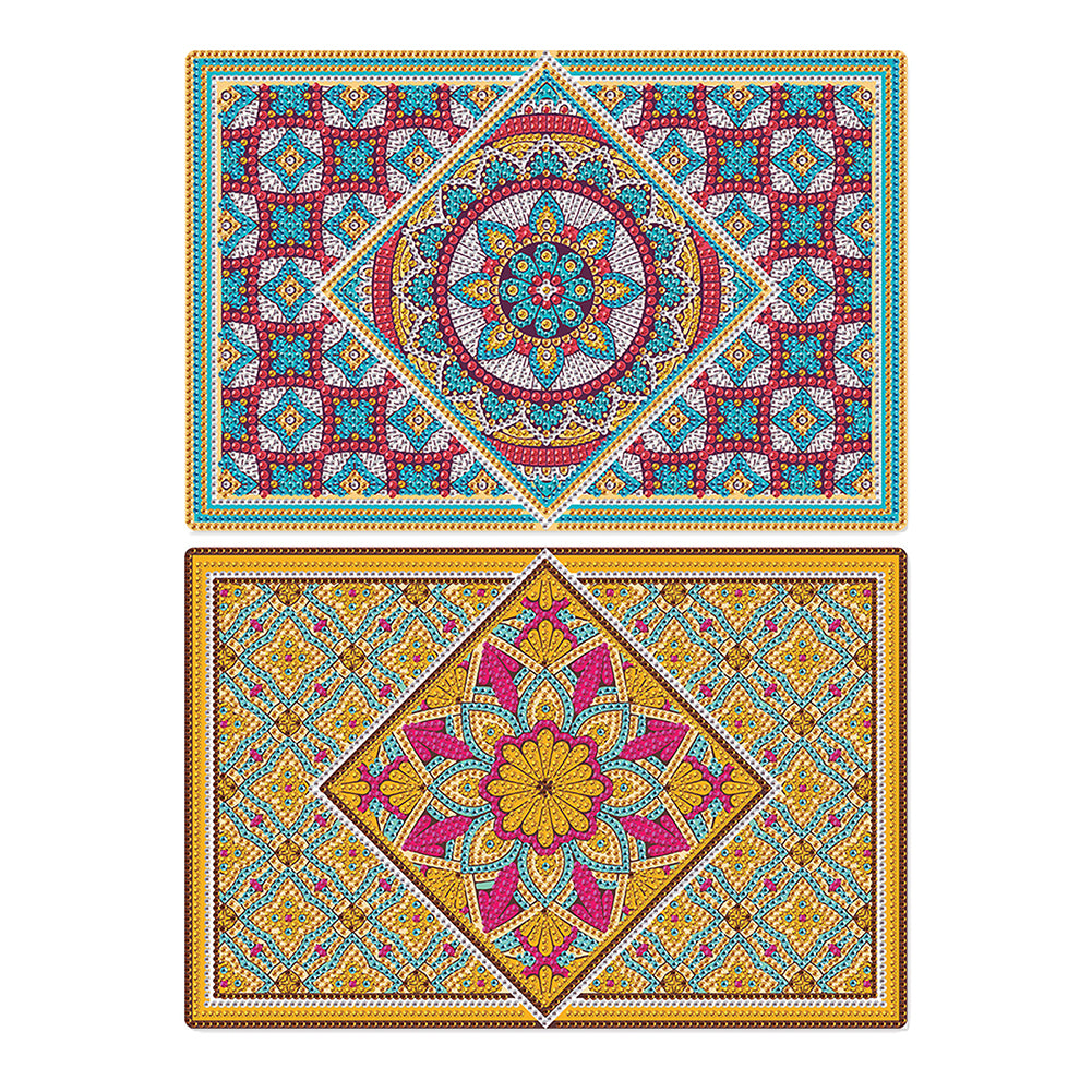 2Pcs Mandala Diamond Painting Placemat Rectangular Diamond Dot Kits for Home