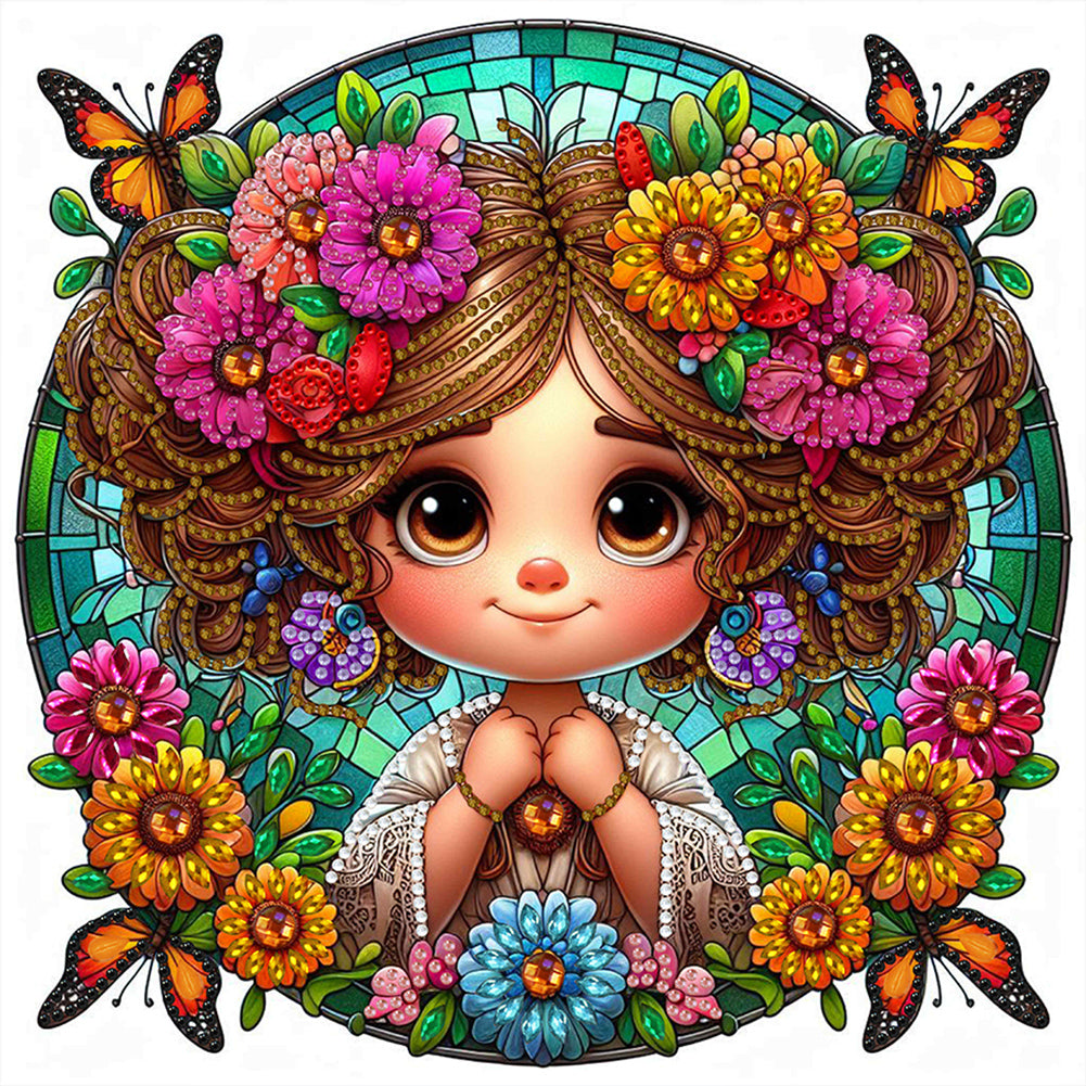 Diamond Painting - Partial Special Shaped - sunflower girl (30*30CM)