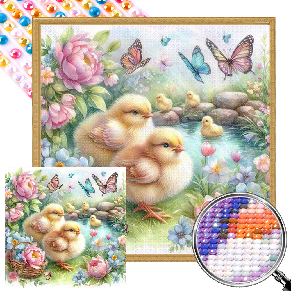 AB Diamond Painting - Full Round - flower duck (40*40CM)