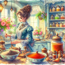 Load image into Gallery viewer, AB Diamond Painting - Full Round - cooking woman (40*40CM)
