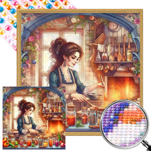 Load image into Gallery viewer, AB Diamond Painting - Full Round - cooking woman (40*40CM)
