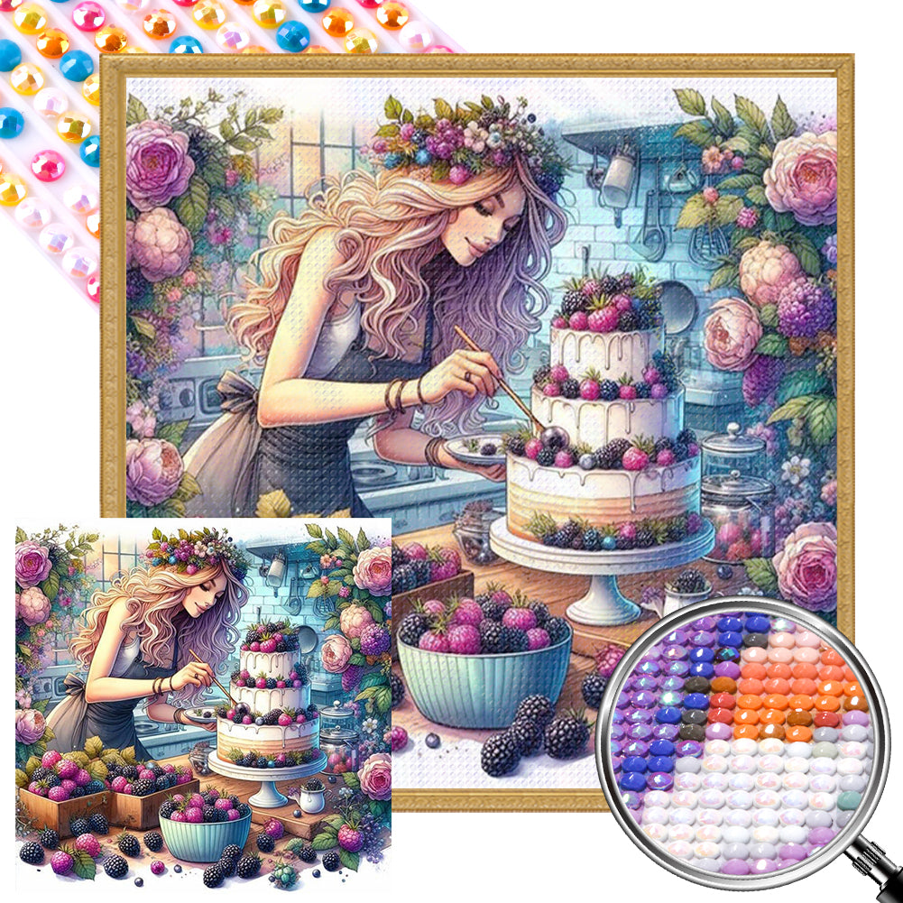 AB Diamond Painting - Full Round - cooking woman (40*40CM)