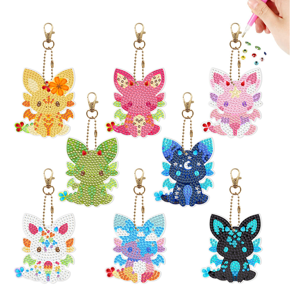PVC Double Sided Special Shaped Cartoon Pattern Full Drill Keyring for Beginners