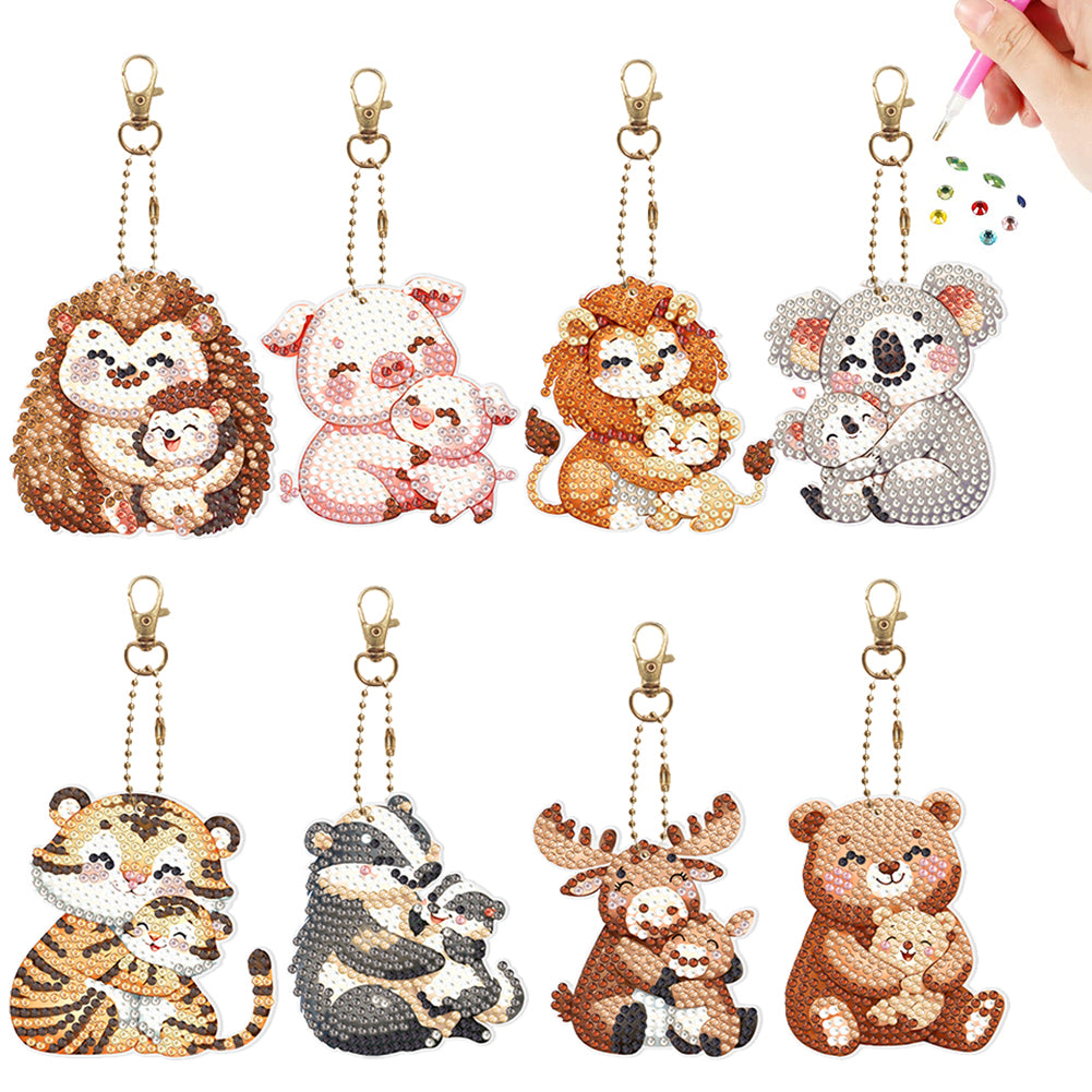 PVC Double Sided Special Shaped Cartoon Pattern Full Drill Keyring for Beginners